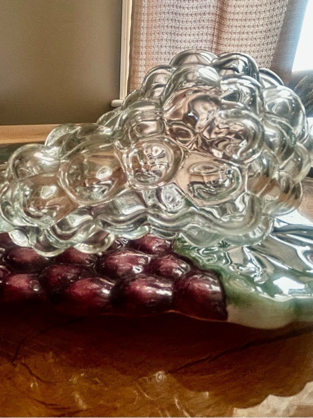 🍷FREE GIFT🍷vintage  Grape textured decanter & dish spoon rest wine - Picture 14 of 14